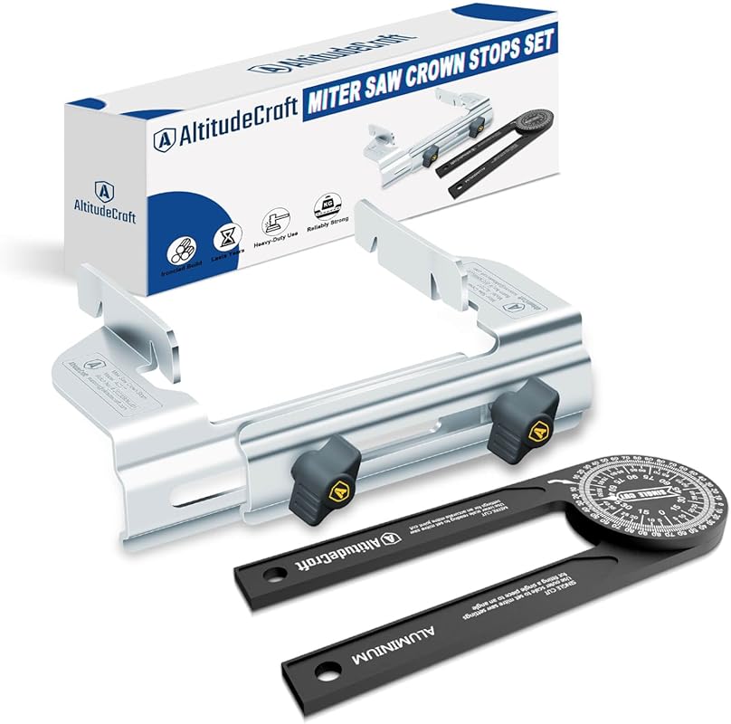 Miter Saw Crown Stops and Protractor Set for Precision Crown Molding a