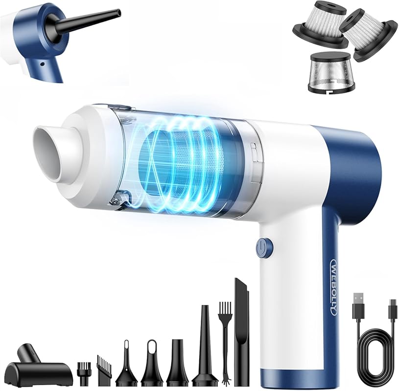 Portable Cordless Car Vacuum Cleaner with 16000PA Suction, Air Duster,