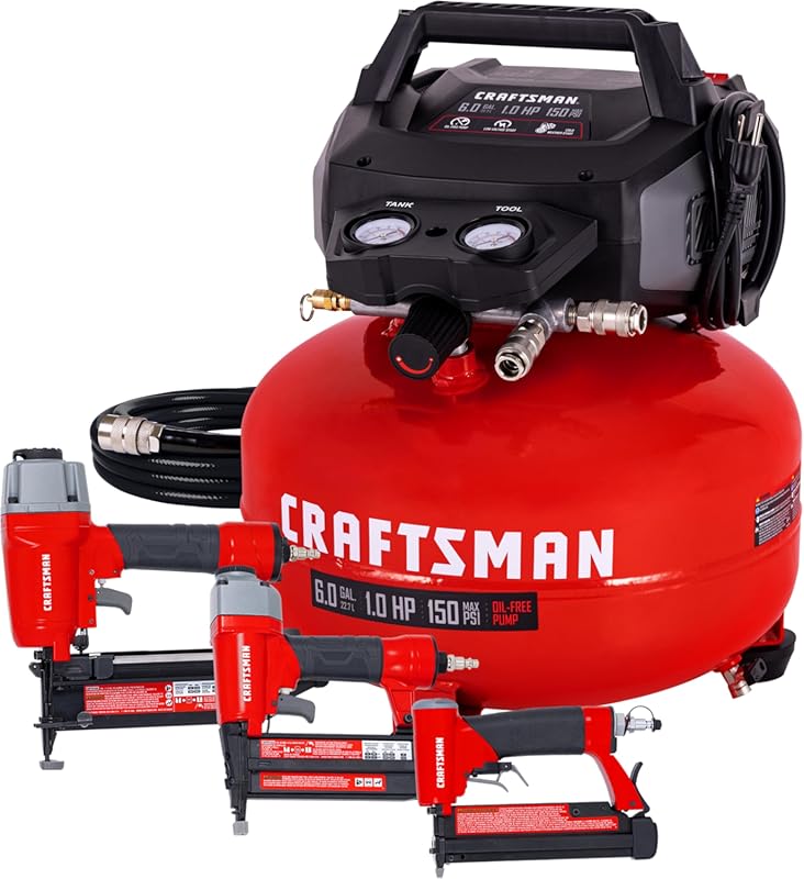 Craftsman 6-Gallon Pancake Air Compressor Combo Kit with Nailers and 2