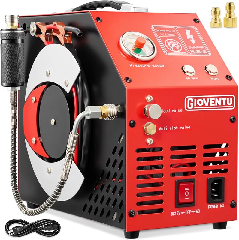 Portable PCP Air Compressor 4500 PSI, Oil/Water-Free, Auto Shut-off, D