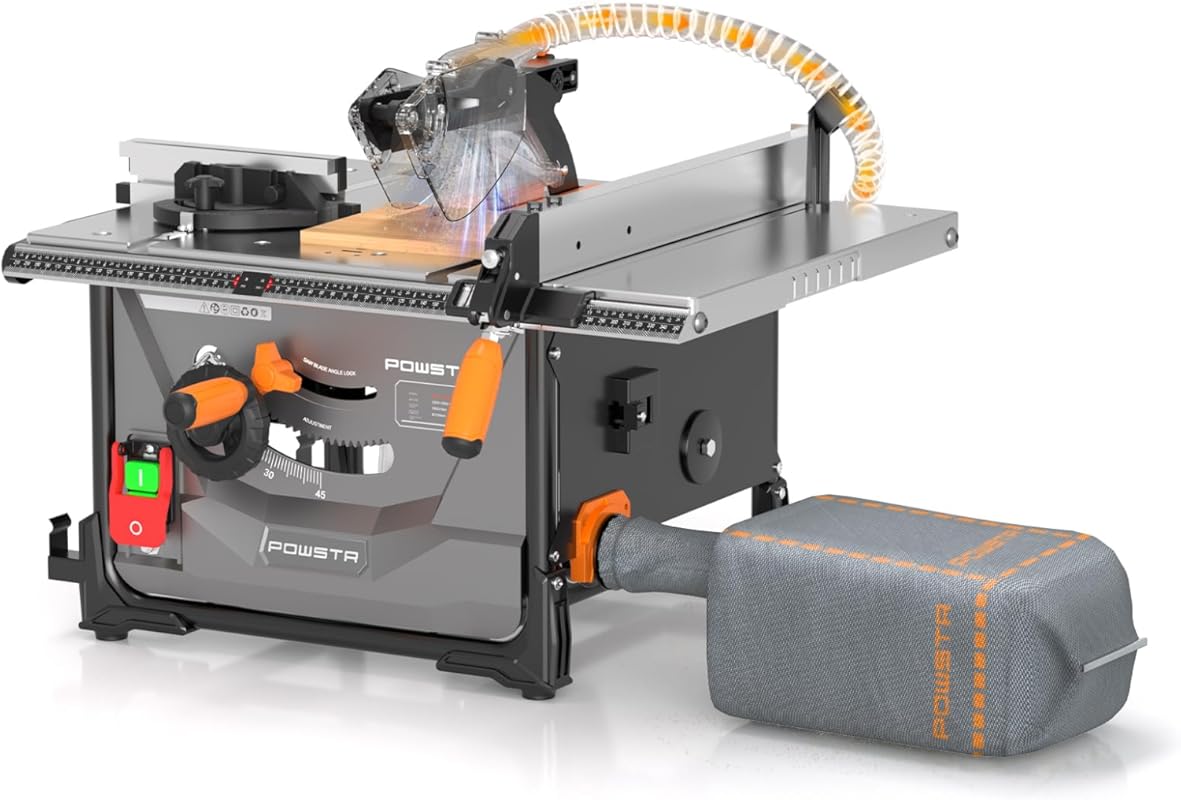 Portable Table Saw for Woodworking with 5000 RPM, Efficient Dust Colle