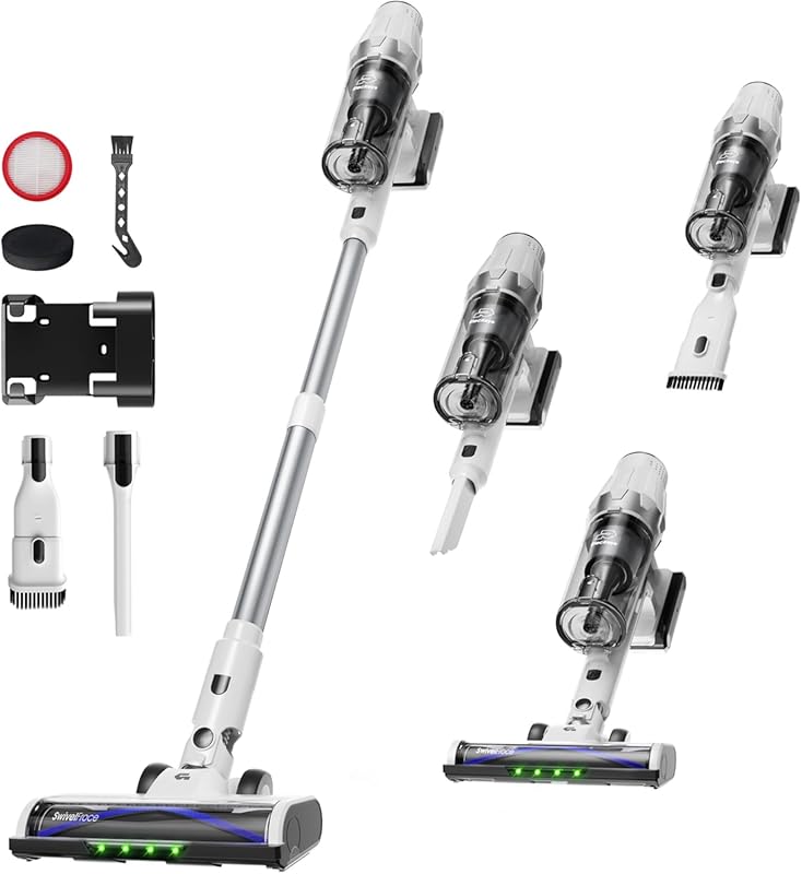 ElecKeys Cordless Vacuum Cleaner with LED Display, Anti-Tangle Brush, 