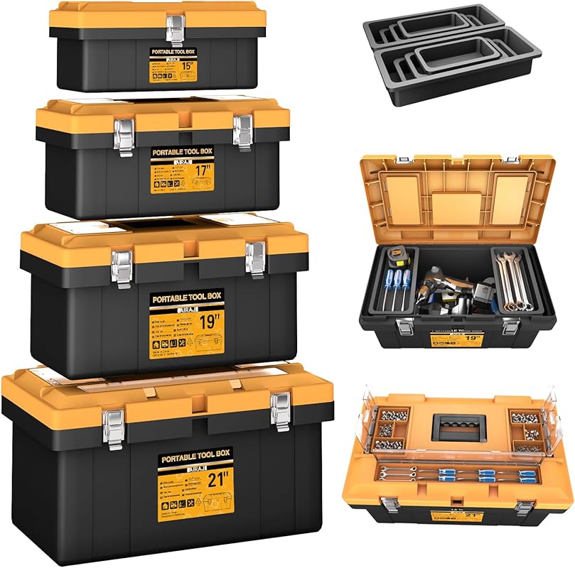 Tool Box | 4 In 1 Toolbox Set | 8 Removable Tool Box Organizers | 15”+
