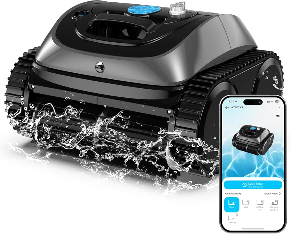 WYBOT Cordless Robotic Pool Vacuum for Inground Pools. Features Wall a