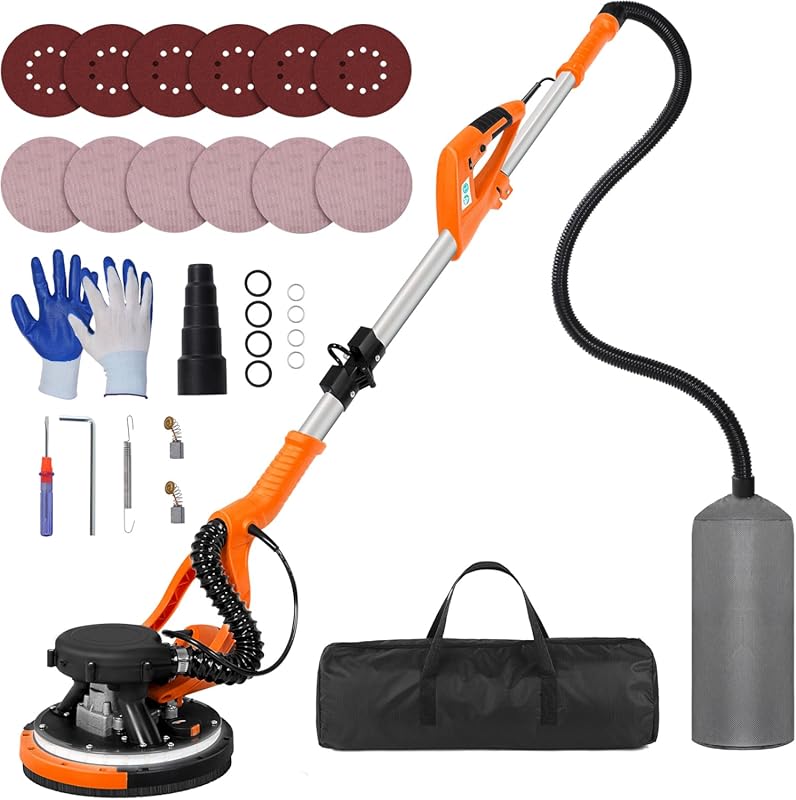 Powerful Electric Drywall Pole Sander with Extendable Handle, LED Ligh
