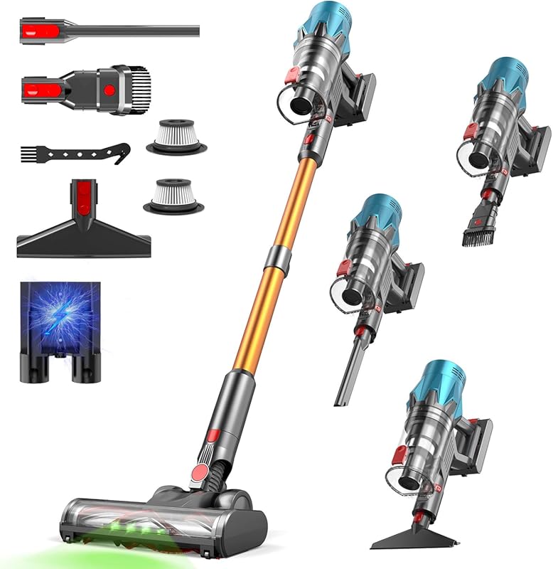 Cordless Stick Vacuum Cleaner: Features Anti-Tangle Brush for Hardwood