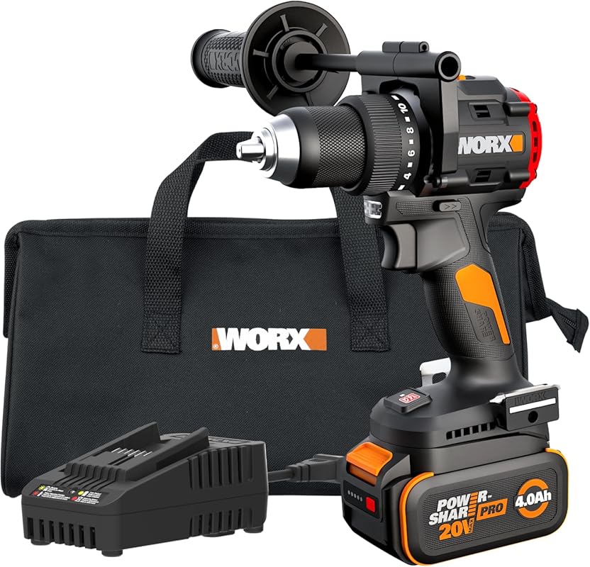 WORX 20V Cordless Brushless Drill Driver, Compact, High Torque with Ba