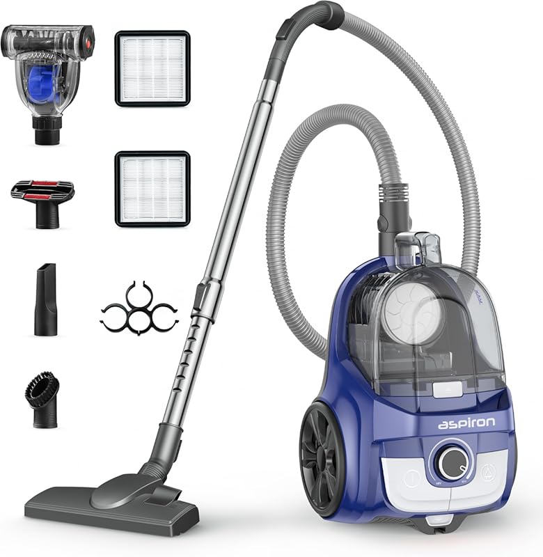 Top 5 Best Rated Canister Vacuums: Our Expert Picks 5 Aspiron Bagless Canister Vacuum with H13 HEPA Filter and Auto Cord Rew