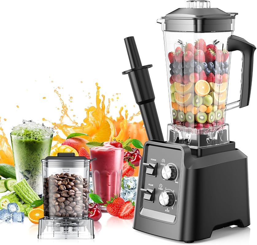 High-Speed Blender: 68 Oz Pitcher, 20 Oz Grinder, Ideal for Smoothies,