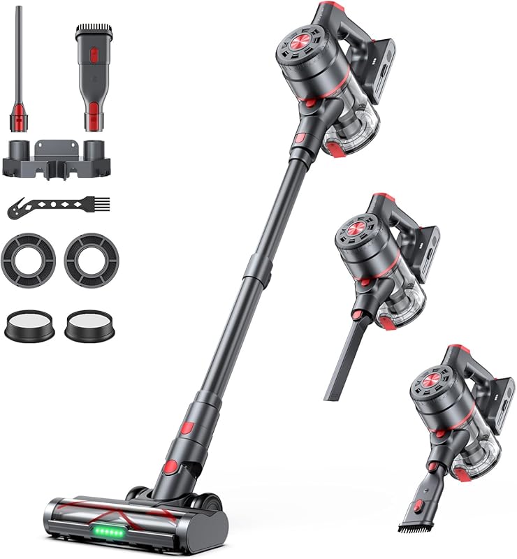 Cordless Stick Vacuum: 60-Min Runtime, Self-Standing, V-Brush for Pet 