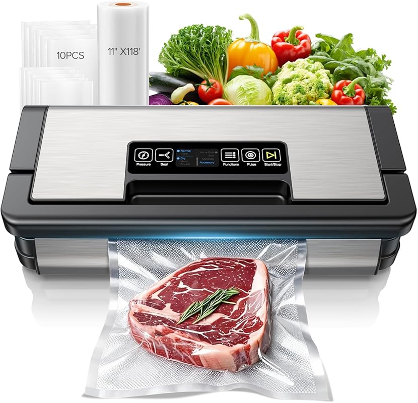 Fully Automatic Food Sealer for Meat, featuring Touch Display, Double 