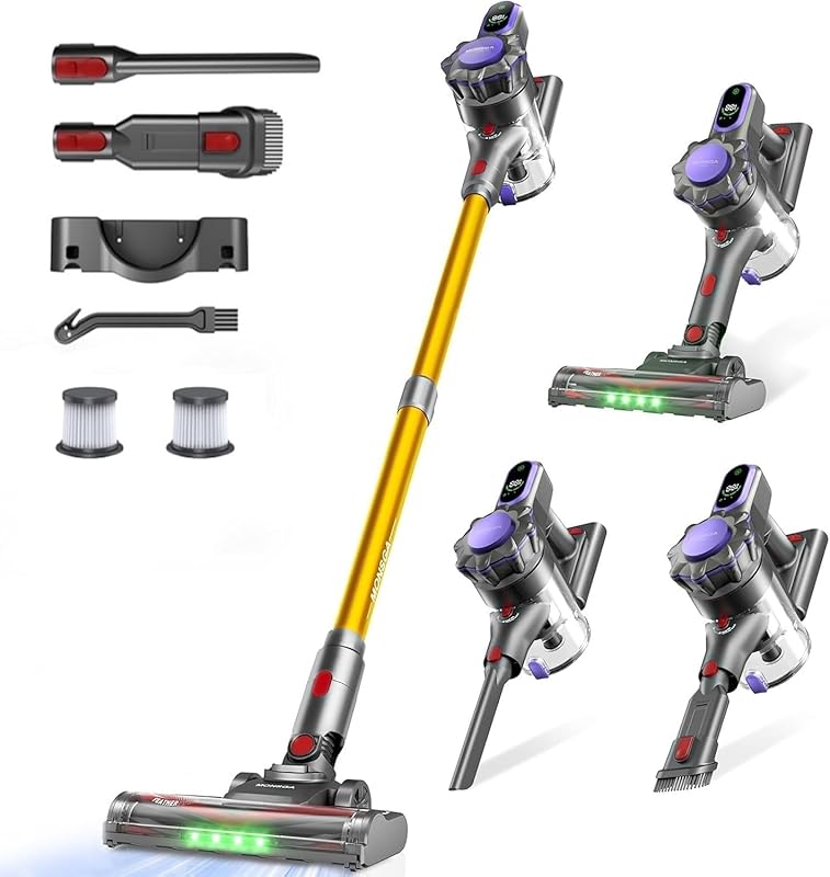 Compare 5 Best Cordless Vacuums: Expert Reviews, Top Quality 4 MONSGA Cordless Stick Vacuum: 50-Minute Runtime, Anti-Tangle for Pet H