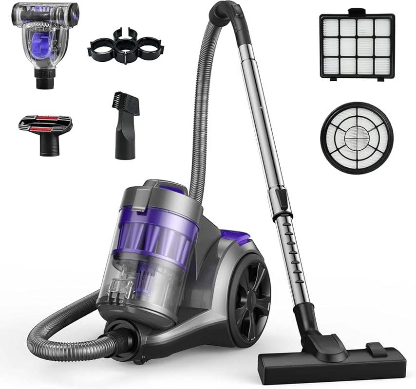 Aspiron 1700W Corded Canister Vacuum: Bagless, Multi-Cyclonic, HEPA fo