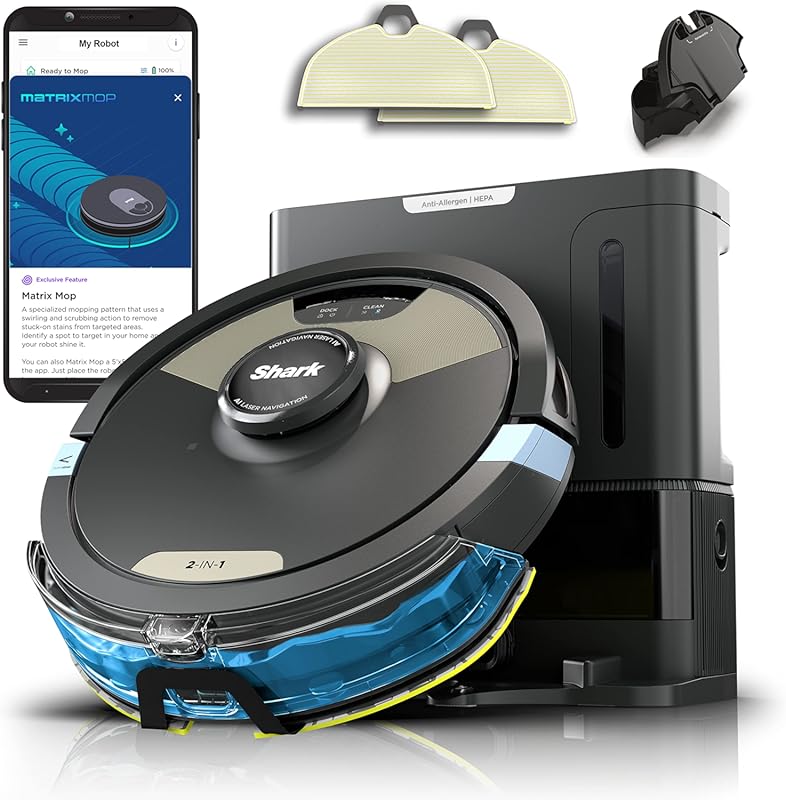 Shark Robot Vacuum and Mop Combo with Sonic Mopping, 60-Day Self-Empty