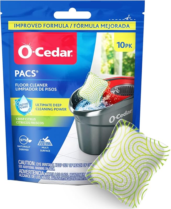 O-Cedar PACS Hard Floor Cleaner, Crisp Citrus Scent, Natural and Safe 