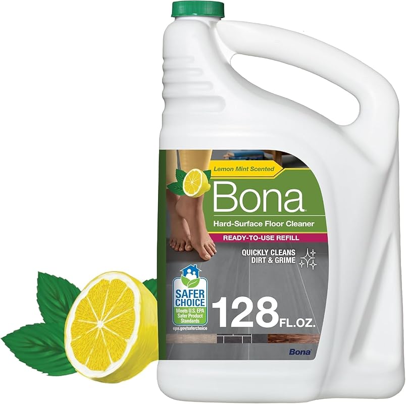 Bona Multi-Surface Lemon Mint Floor Cleaner Refill for Mops, Residue-F
