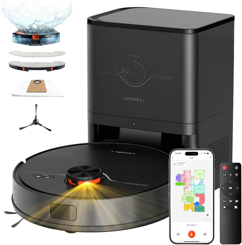 Robot Vacuum and Mop with Self-Emptying, 7000Pa Suction, LiDAR Navigat