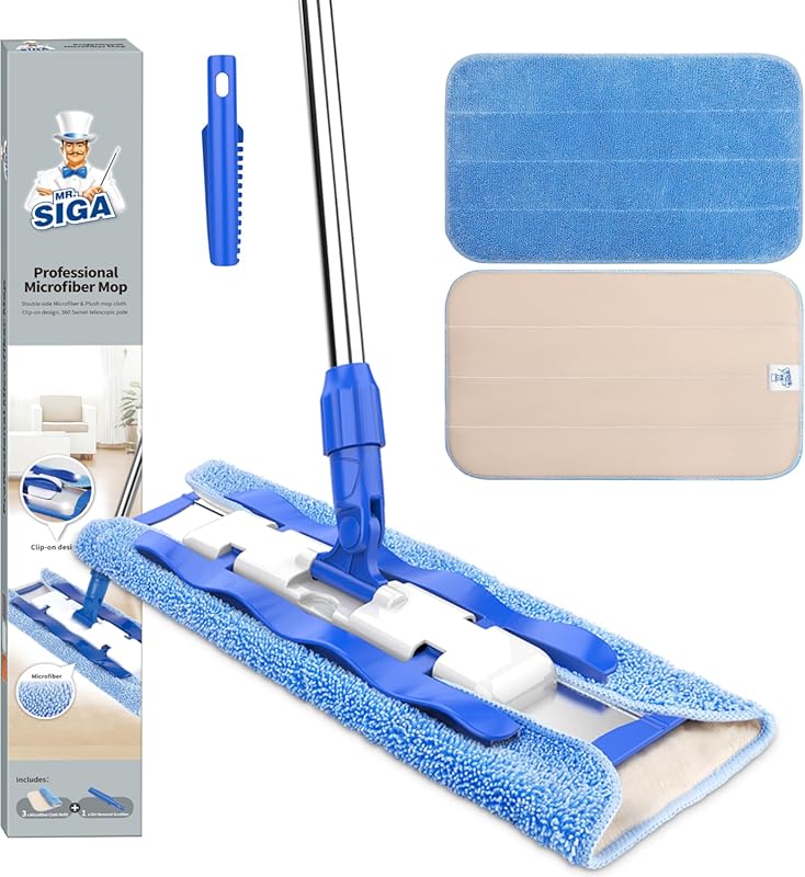 Microfiber Mop for Hardwood Floors, with a Stainless Steel Telescopic 
