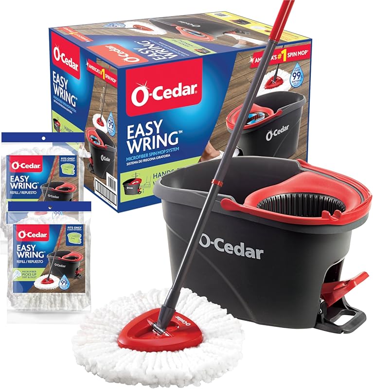 O-Cedar EasyWring Microfiber Spin Mop and Bucket System with 2 Extra R