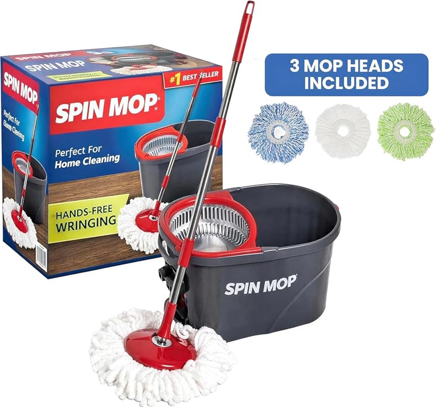 SIMPLI-MAGIC Spin Mop and Bucket: Best Cleaning Combo with 3 Microfibe