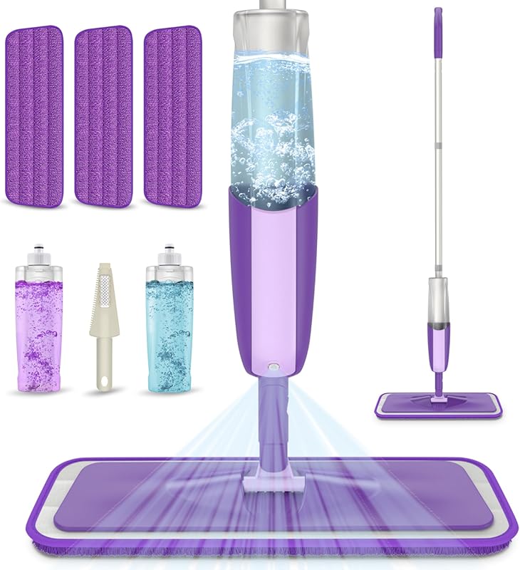 MEXERRIS Spray Mop for Hardwood Floors with 3 Washable Pads and 2 Refi