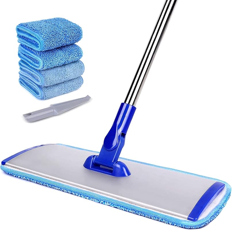 Microfiber Flat Mop with Reusable Washable Pads for Linoleum and Hardw