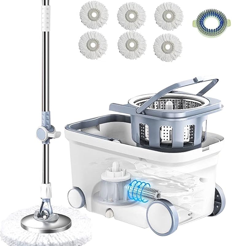Spin Mop and Bucket Floor Cleaning System with 6 Microfiber Replacemen