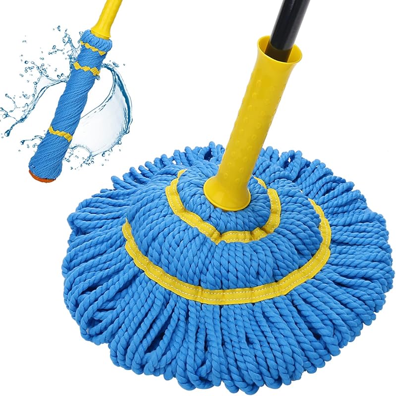 Self-Wringing Microfiber Twist Mop with Long 57-inch Handle for Hardwo