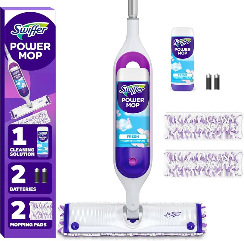 Swiffer PowerMop Kit for Hardwood Floors, Includes Two Refill Pads and