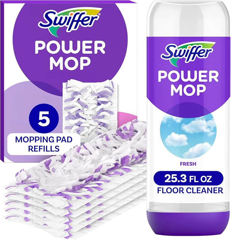 Swiffer Power Mop Refill Pack: Multi-Surface Pads and Solution for Flo