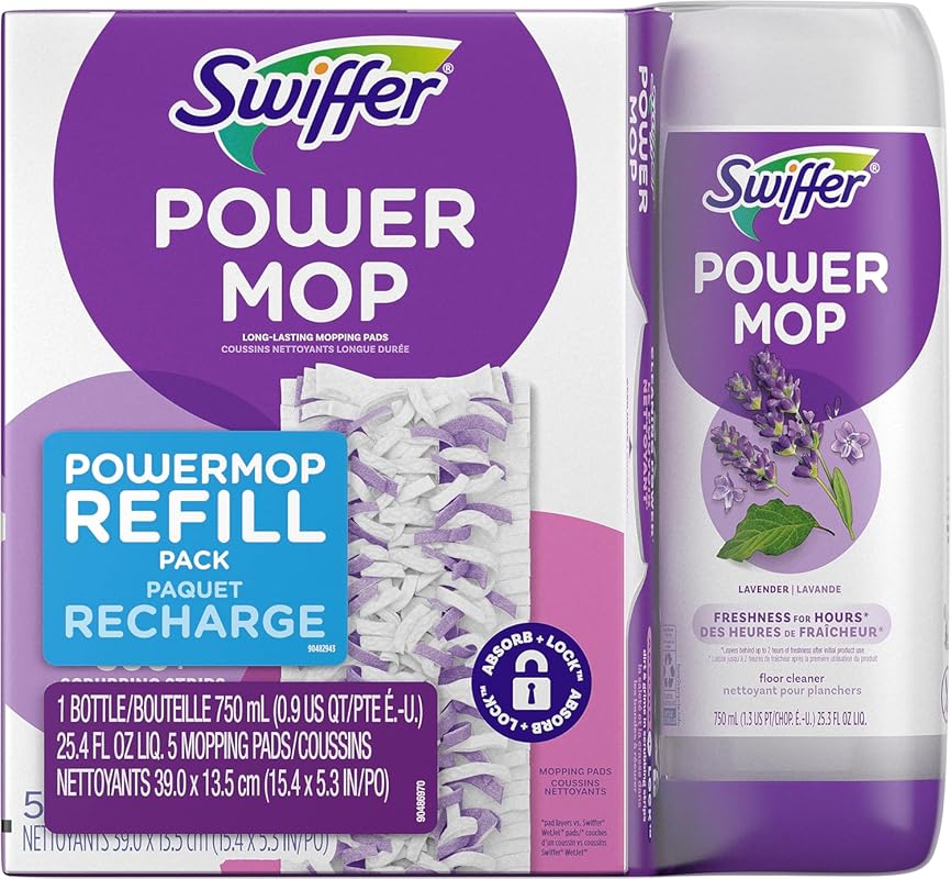 Swiffer Power Mop Refill Pads and Solution for Effective Tile and Hard