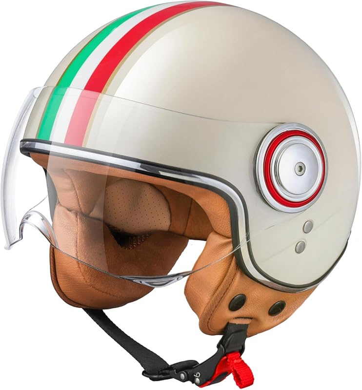 3/4 Open Face Moped Helmet for a Classic Vintage Look and Comfortable 