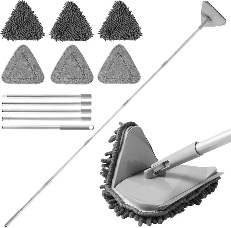 Wall and Ceiling Mop with 82-inch Long Handle, Squeegee, and 6 Replace