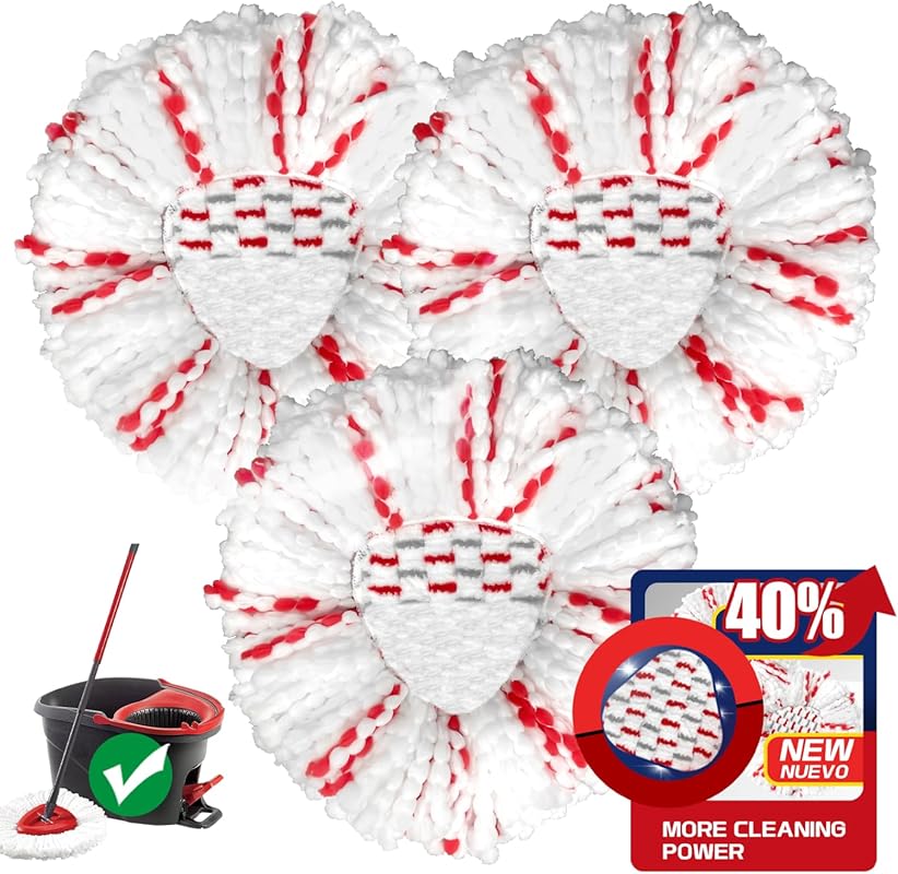 Spin Mop Head Replacement 3 Pack for Easy Wring 1-Tank System, Microfi
