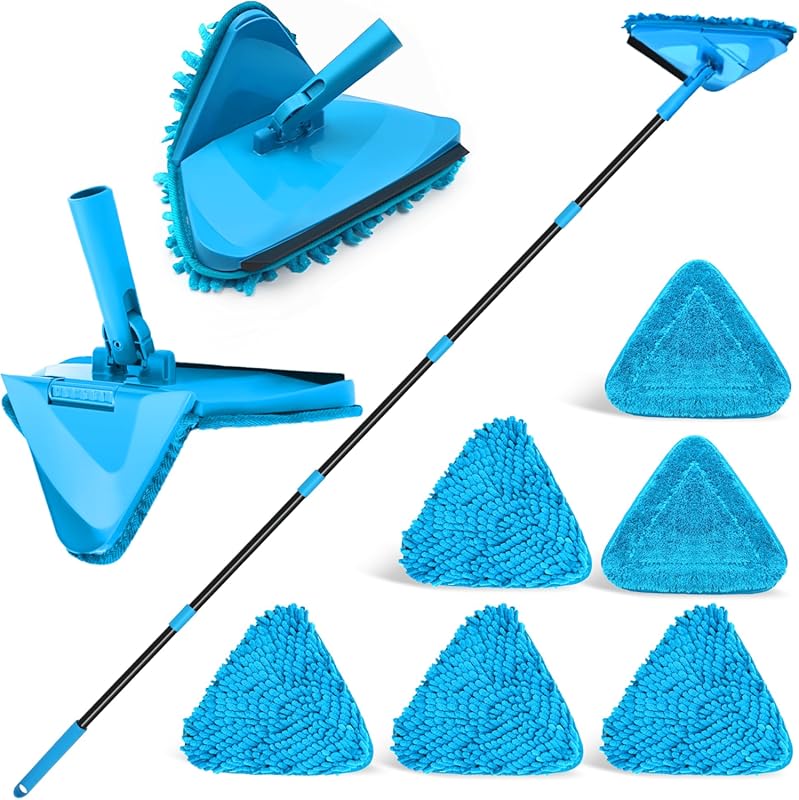 Long Handle Folding Wall Mop with Squeegee, Ideal for Effortless Ceili