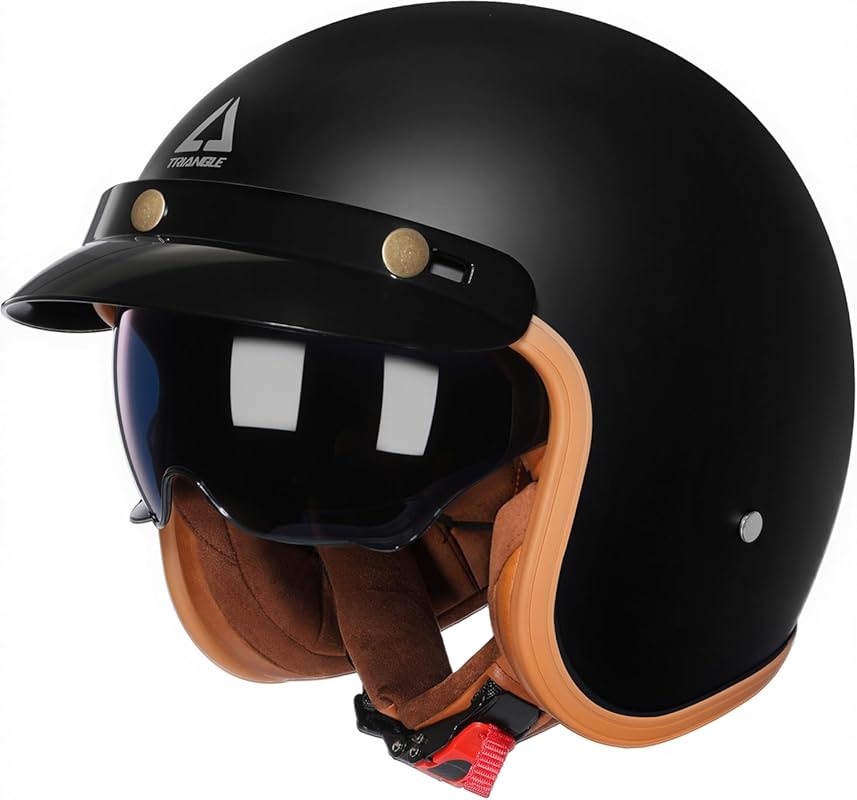 Retro 3/4 Open Face Moped Helmet with Visor, Perfect for Scooter Rider