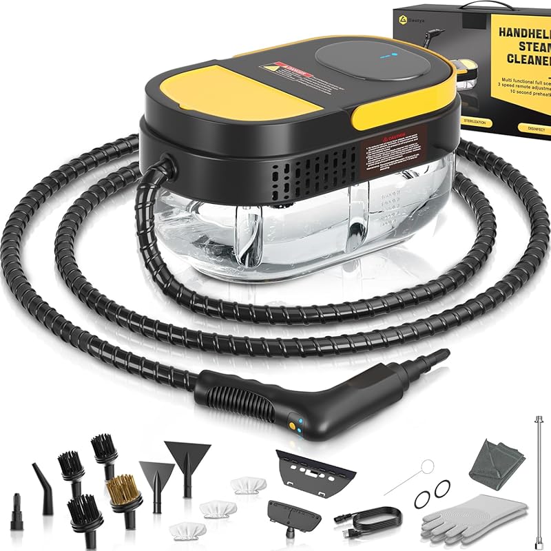 Portable Household Steam Cleaner with 15s Heat-Up, 1.69 Quart Tank for