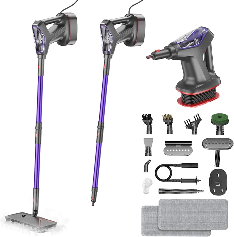 Steam Mop with Detachable Handheld Steamer for Tile, Grout, and Multi-