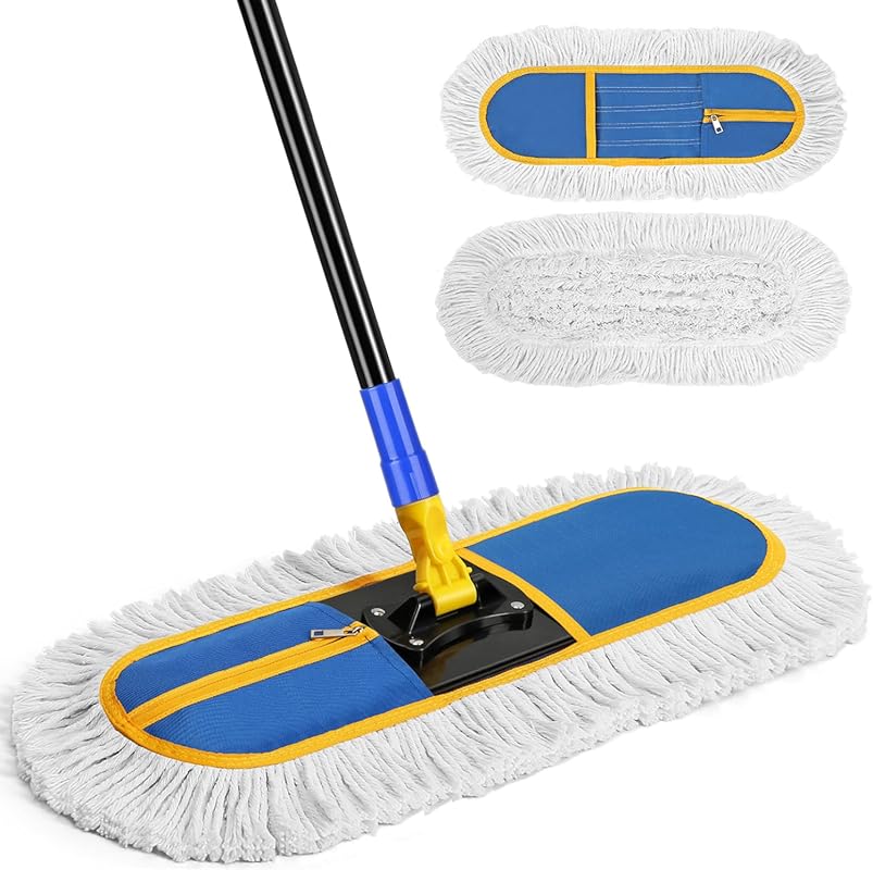 16-Inch Commercial Wet/Dry Mop for Vinyl Floors, with 2 Washable Pads 