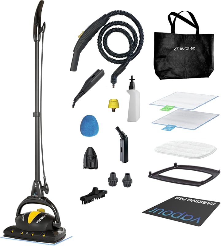 Euroflex Vapour Plus Steam Mop: Precision Floor Care Kit, Kills 99.9% 