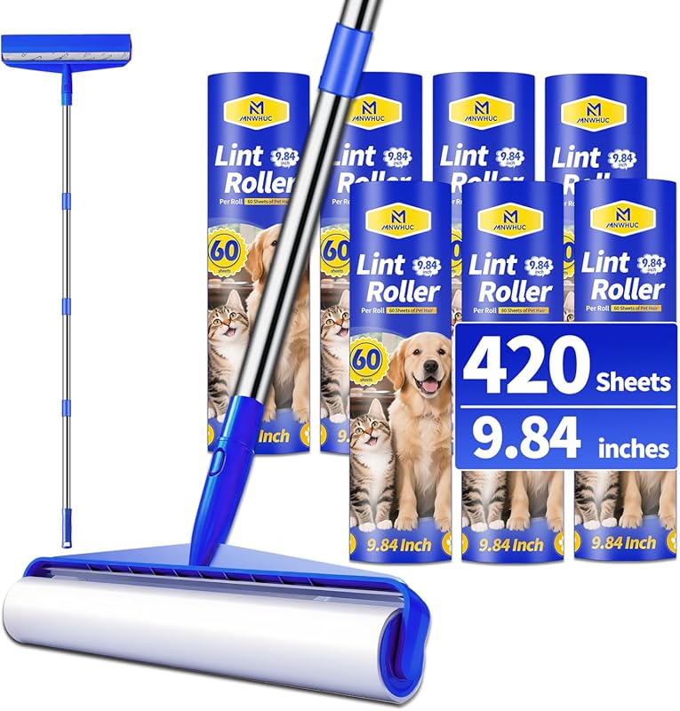 Long Handle Lint Roller Mop for Dog and Cat Pet Hair on Floors.