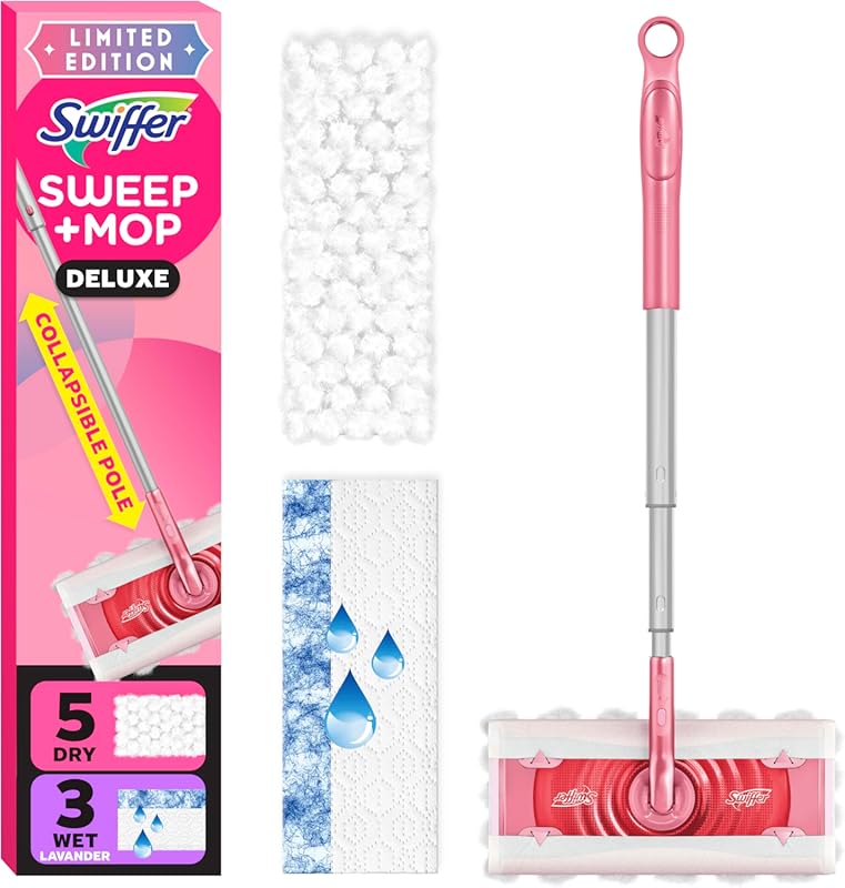 Swiffer 2-in-1 Sweep and Mop Kit with Dry and Wet Cloths for Linoleum 