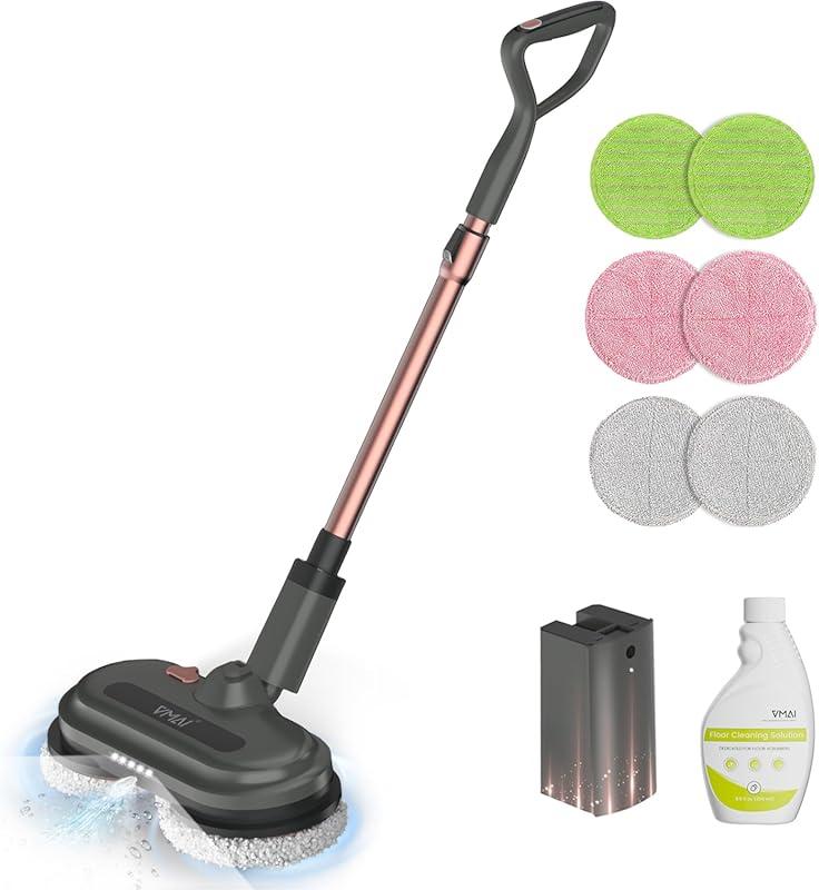 Cordless Electric Spin Mop: Water Sprayer, LED Headlights, Self-Propel