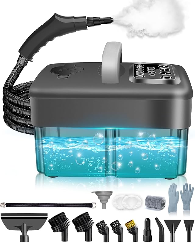 Portable Handheld Steam Cleaner for Car Detailing: 1600ML Tank, 15s He