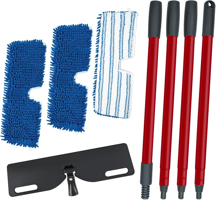 Extendable 58-inch Microfiber Flat Mop with 3 Reusable Pads for Ceilin