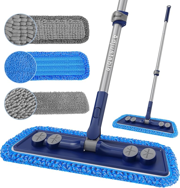 Microfiber Wet Dry Mop for Hardwood, Laminate, and Tile Floors with Ad