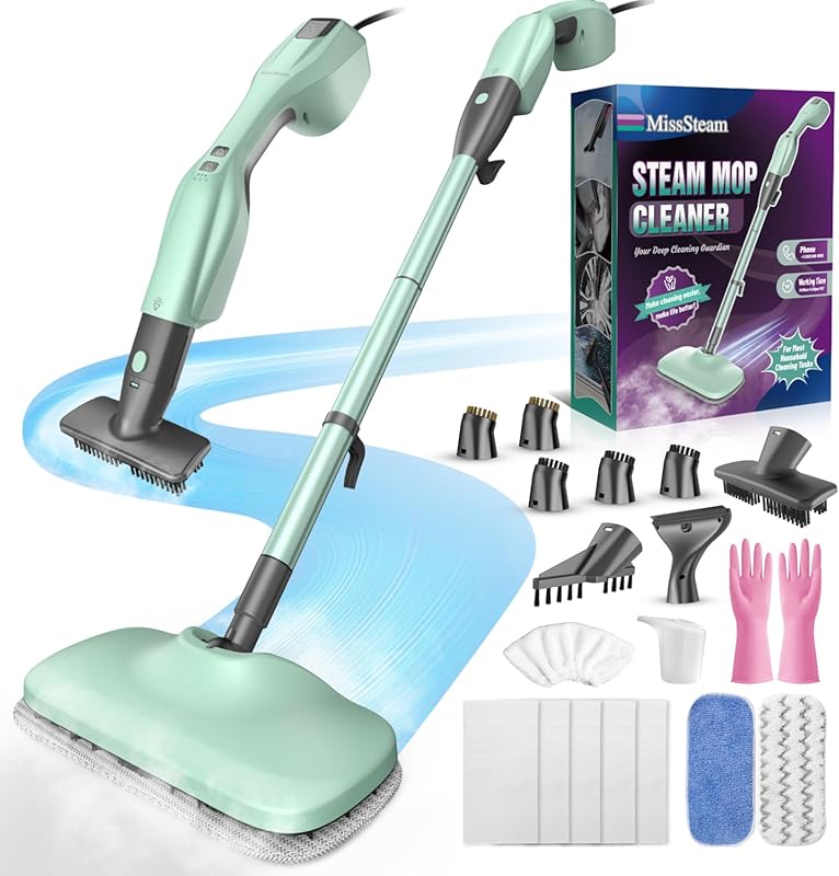 Detachable Steam Mop and Handheld Cleaner for Hardwood, Laminate, Tile