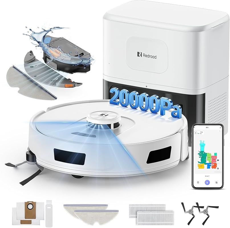 Redroad Robot Vacuum and Mop: 90-Day Self-Emptying with Lidar Navigati