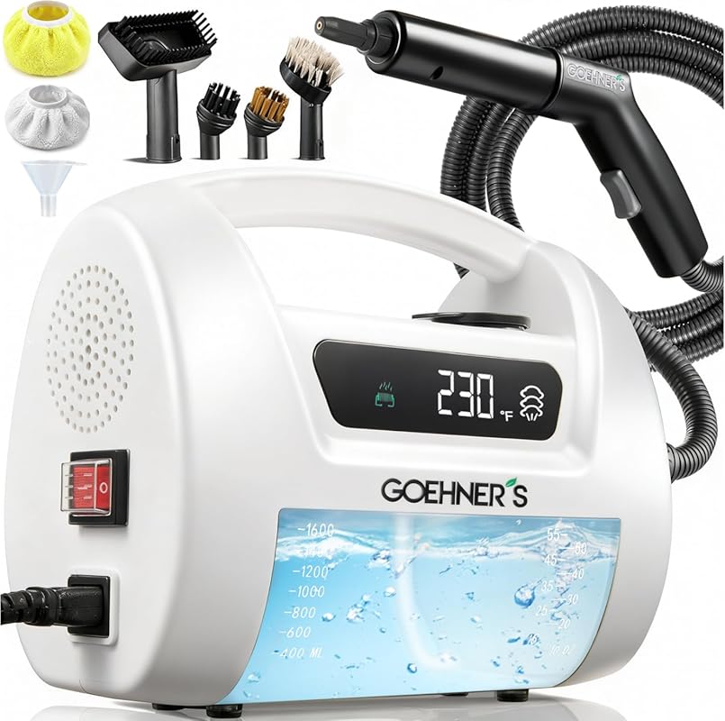 Portable High-Pressure Handheld Steam Cleaner for Home and Car. Ideal 
