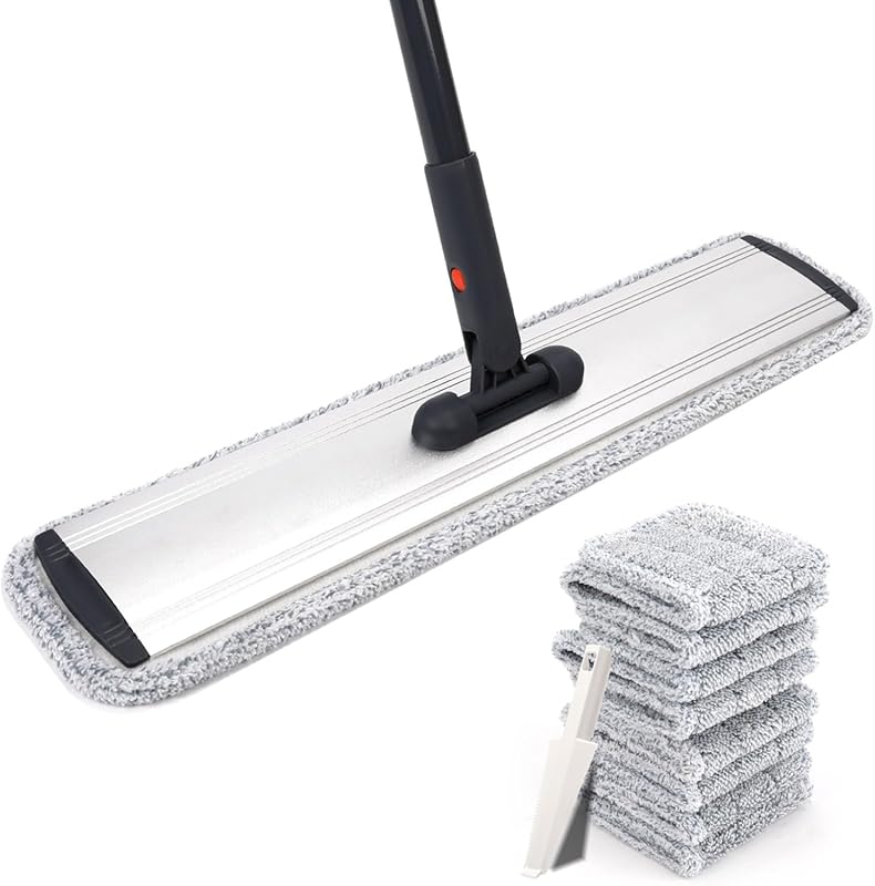 Heavy Duty Microfiber Flat Mop, 4 Reusable Pads for Deep Cleaning Lami